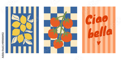 La dolce vita Mediterranean lifestyle art series, Italian summer travel poster set