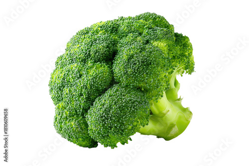 Green broccoli head on black. Fresh and healthy vegetable