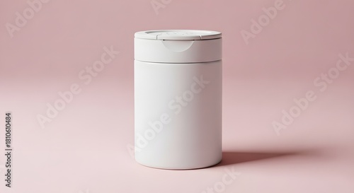 Minimalist White Container Mockup with Flip-Top Lid on Pink Background