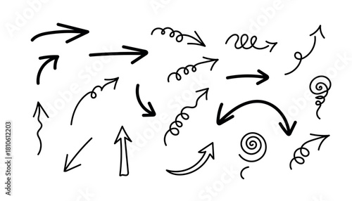 Hand drawn arrow collection isolated on for graphic design
