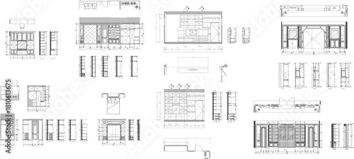 Construction Drawing Set with Section Views – Interior Design Package (8 Designs)