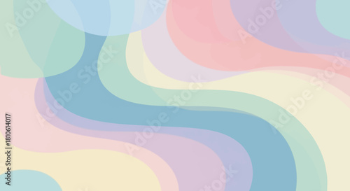 Abstract pastel colored wavy shapes blending harmoniously creating a