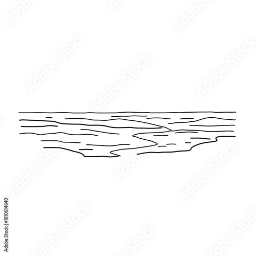 Calm water surface horizontal line reflection landscape vector illustration for lake, river, or sea themed designs