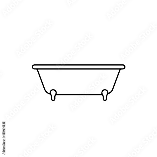 Deep bathtub vector drawing showing vertical sidewalls for greater water depth in residential wellness and bathing environments