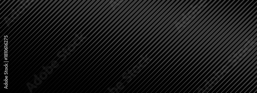 Black oblique straight line background. Modern dark linear abstract wallpaper. Luxury stripe gradient texture. Grey diagonal line backdrop for flyer, banner, poster, cover, presentation. Simple