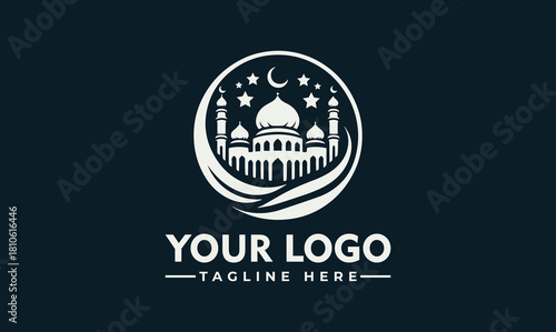 Mosque logo vector illustration design, Islamic religious symbol for brands and companies, vector. logo. illustration