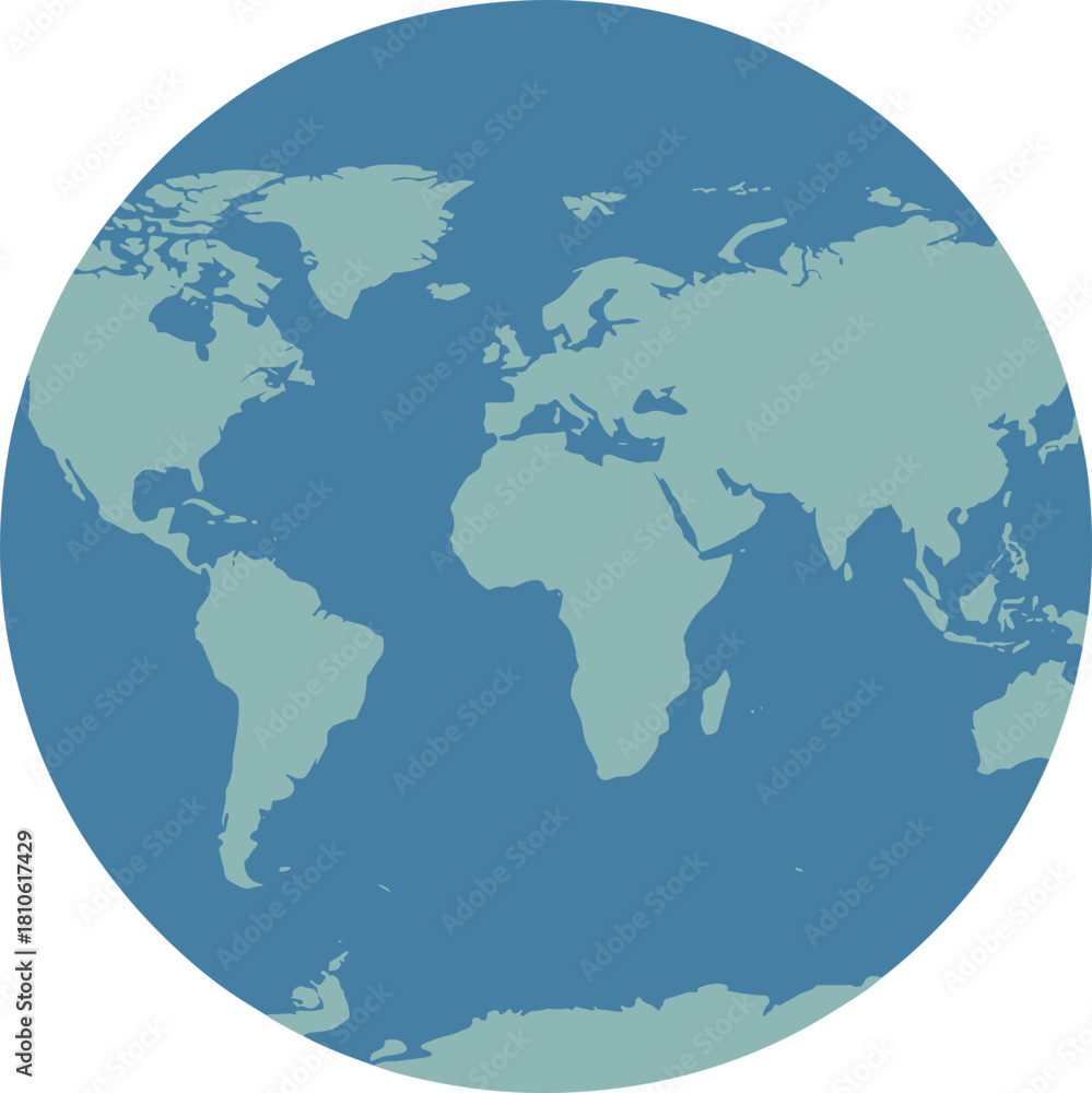 Naklejka premium Flat Style World Map in Circular Shape Geographic Illustration
