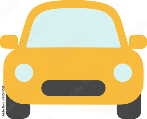 Simple Flat Yellow Car Front View Illustration Graphic Element