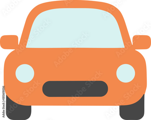 Simple Flat Design Front View Car Automobile Transportation Illustration