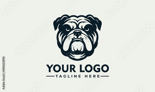 Powerful bulldog head vector logo illustration for strong brand identity design