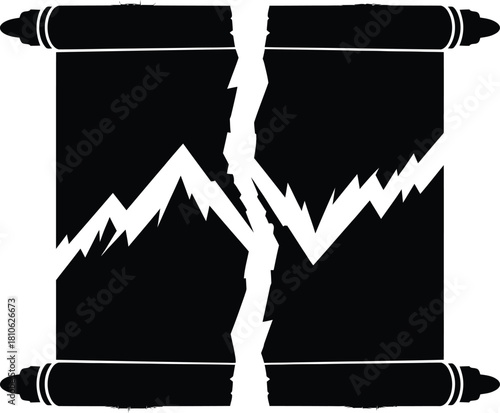 Torn ancient scroll vector illustration with damage on aged paper and vintage design