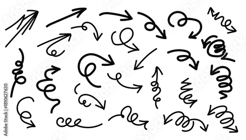 Hand drawn arrows isolated on for bullet point or infographic