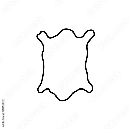Leather hide shape outline doodle minimal tanned animal skin decorative frame element vector illustration