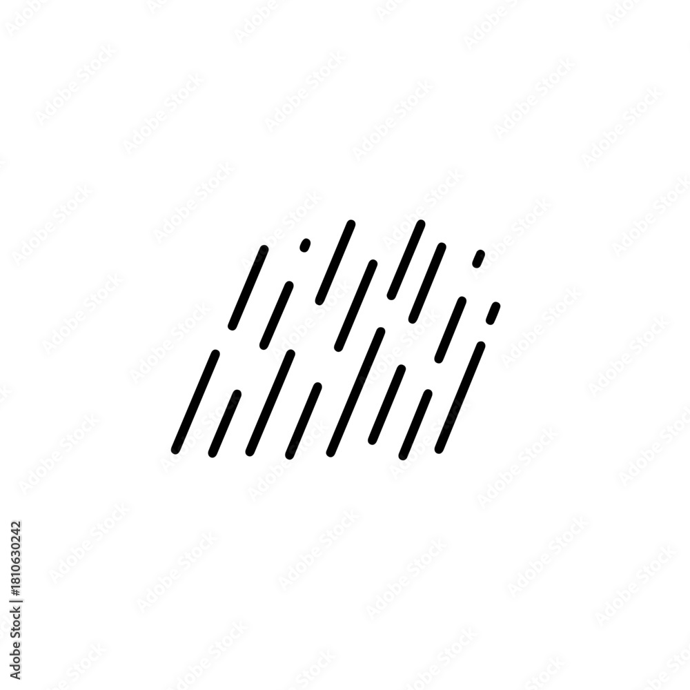 Fototapeta premium Rainfall icon with diagonal streak lines in simple outline style, clean weather precipitation symbol vector graphic