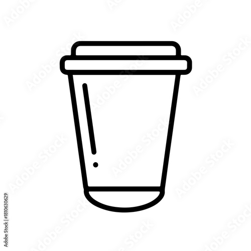 Disposable coffee cup vector illustration depicting portable beverage container used for daily hot drinks, caf�s, commuting, and refreshment habits