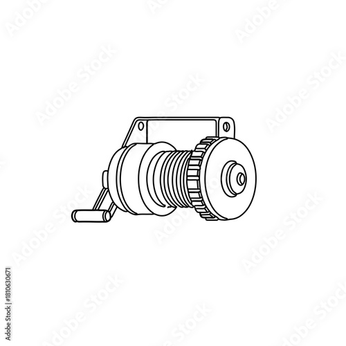 Compact electric motor vector illustration showing rotational power unit used for mechanical drive functions in industrial machinery systems