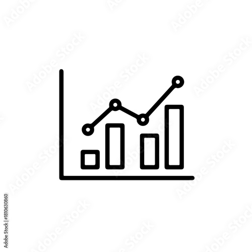 Bar and line chart combined analytics data representation outline business performance visual graphic vector