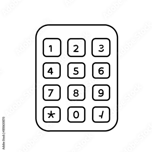 Numeric keypad input device outline digital entry pad interface control button layout vector