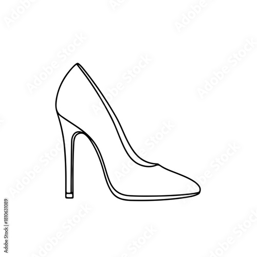 High heel shoe fashion footwear minimal silhouette outline illustration, elegant women’s style accessory vector graphic design