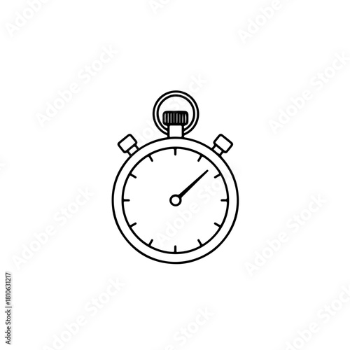 Stopwatch icon rendered in minimal outline vector style ideal for timing, athletic events, performance measurement, and precision graphics