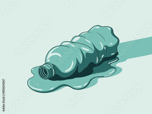 An impactful illustration of a discarded plastic bottle, depicting the environmental concerns surrounding plastic pollution and its aftermath with a sleek and modern design.