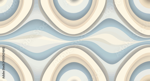 Abstract layered geometric pattern with smooth curves and neutral