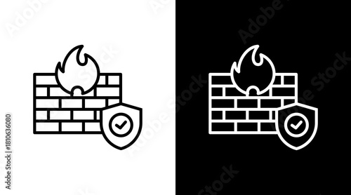 Firewall White Icon Set Design