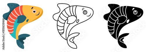Flat vector illustration of a marine fish