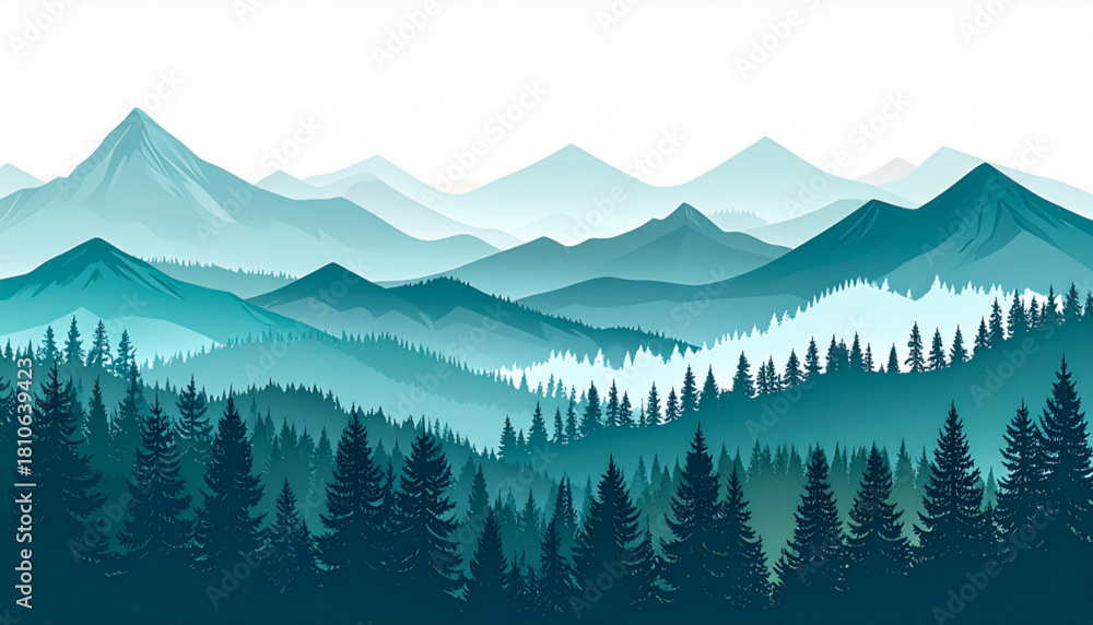 Fototapeta premium Loose Dry Brush Mountain Landscapes for Outdoor Brochure