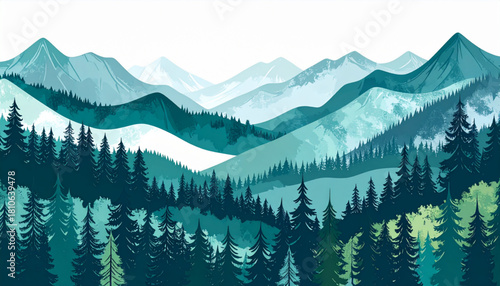 Loose Dry Brush Mountain Landscapes for Outdoor Brochure