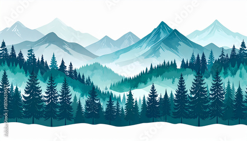 Loose Dry Brush Mountain Landscapes for Outdoor Brochure