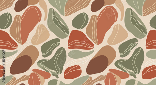 Abstract bohemian pattern featuring warm earthy tones and organic