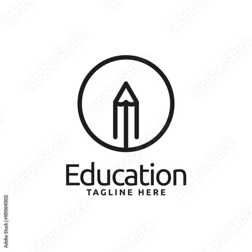 Creative modern pencil text logo icon