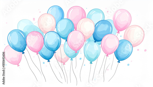 Playful Watercolor Balloon Doodles for Party Greeting Card