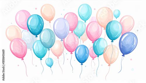 Playful Watercolor Balloon Doodles for Party Greeting Card