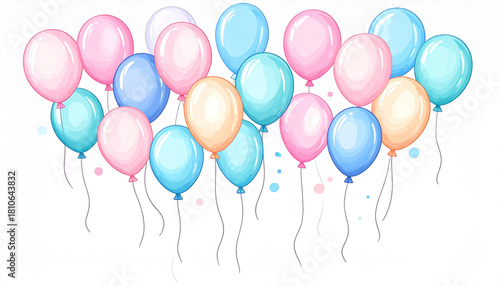 Playful Watercolor Balloon Doodles for Party Greeting Card