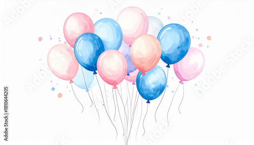 Playful Watercolor Balloon Doodles for Party Greeting Card