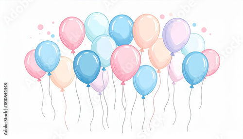 Playful Watercolor Balloon Doodles for Party Greeting Card