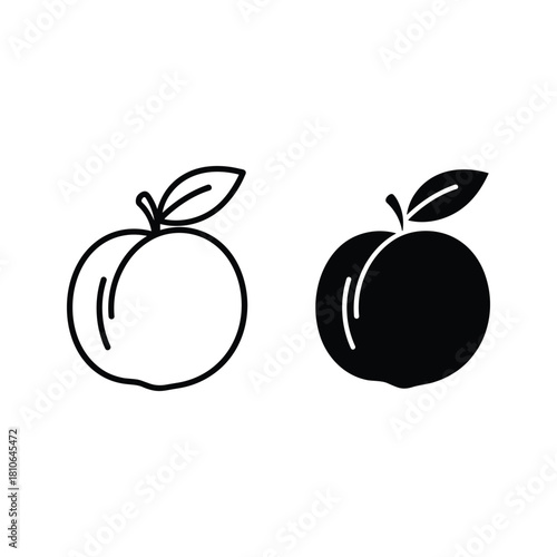 Peach in color and outline isolated on for design needs