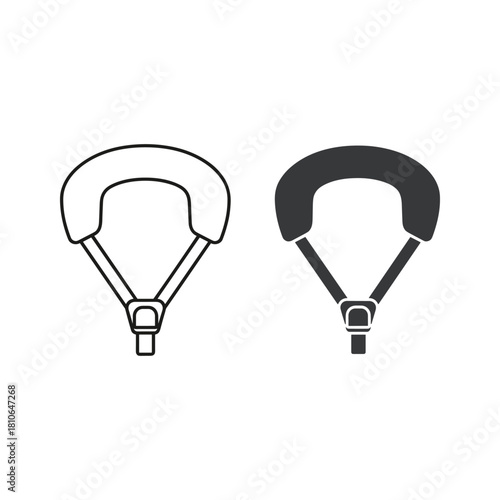 Parachute harness outline and filled illustration for safety or adventure