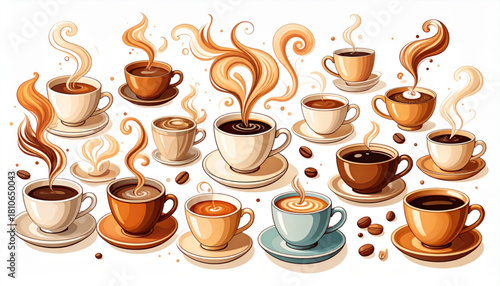 Loose Ink Coffee Cup Doodles for Cozy Café Branding