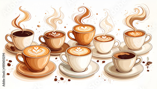 Loose Ink Coffee Cup Doodles for Cozy Café Branding