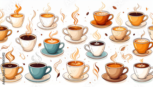 Loose Ink Coffee Cup Doodles for Cozy Café Branding