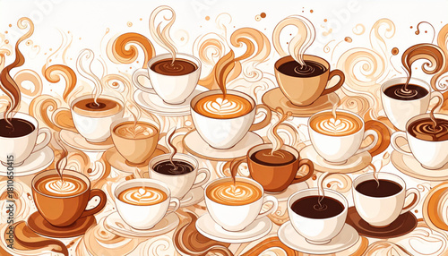 Loose Ink Coffee Cup Doodles for Cozy Café Branding