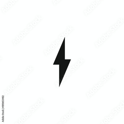 Solid black silhouette icon of a lightning bolt. Represents electric power, energy, charge, thunder, fast speed, and danger concepts. Isolated minimalist vector graphic