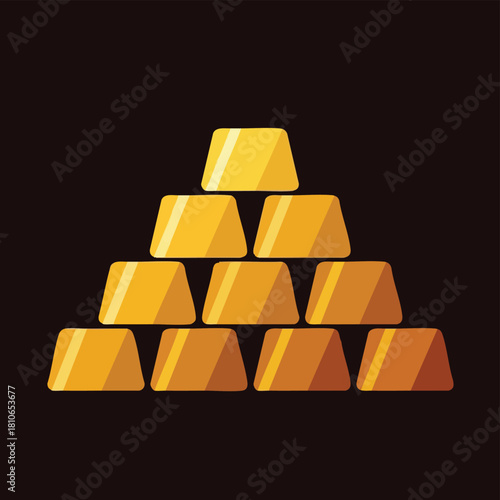 A stylized illustration showcases a pyramid of gleaming gold bars, symbolizing wealth, investment, and financial prosperity against a dark background.
