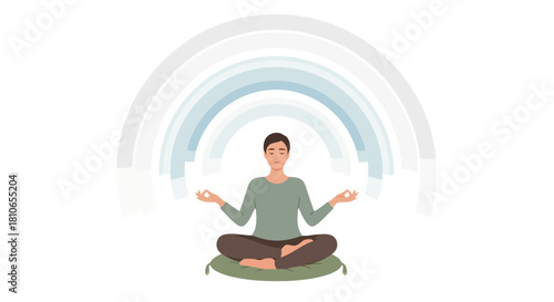 Person Meditating Outdoors Peaceful Mindful Serenity Aura