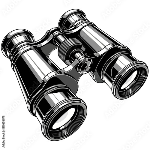 Vintage binoculars isolated on, a classic optical instrument for viewing distant objects with a retro and nostalgic aesthetic