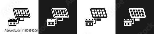 Solar Battery Graphic Icon Line And Glyph In White And Black Background