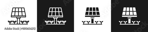 Solar Farm Graphic Icon Line And Glyph In White And Black Background